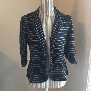 American Rag black striped blazer quarter sleeve